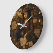 Cowgirl Funny Mona Lisa Western Country Gift ラージ壁時計 (傾斜)