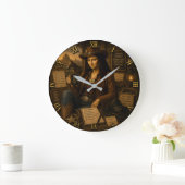 Cowgirl Funny Mona Lisa Western Country Gift ラージ壁時計 (ホーム)