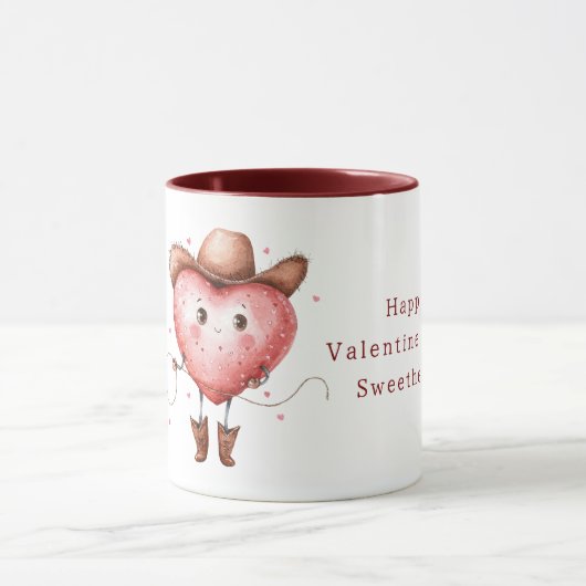 Cowgirl Hat Boots Heart Valentine's Day マグカップ (中央)