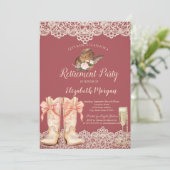 Cowgirl Hat Boots Lace Retirement Invitation 招待状 (スタンド正面)