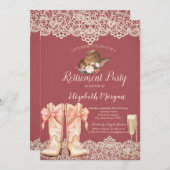 Cowgirl Hat Boots Lace Retirement Invitation 招待状 (正面/裏面)