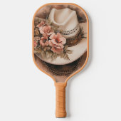Cowgirl Hat Peach Flowers Personalized ピックルボールラケット (正面)