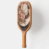 Cowgirl Hat Peach Flowers Personalized ピックルボールラケット (左)