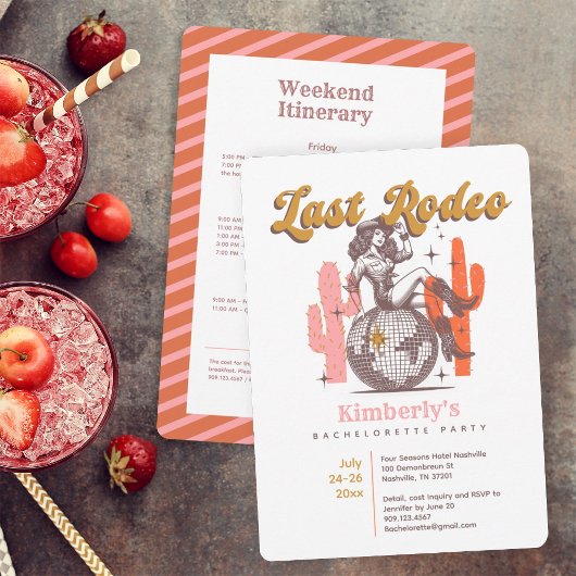 Cowgirl Last Rodeo Bachelorette Weekend Party 招待状