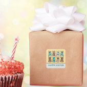 Cowgirl Leopard Print Blue Brown Easter Bunnies   スクエアシール