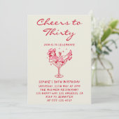 Cowgirl Martini Cheers to Thirty 30th Birthday 招待状 (スタンド正面)