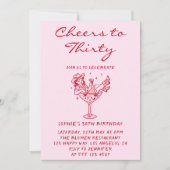 Cowgirl Martini Cheers to Thirty 30th Birthday 招待状 (正面)