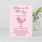 Cowgirl Martini Cheers to Thirty 30th Birthday 招待状 (スタンド正面)
