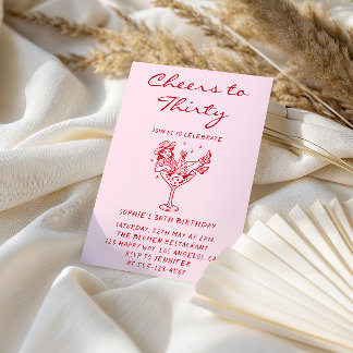 Cowgirl Martini Cheers to Thirty 30th Birthday 招待状