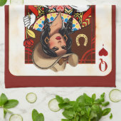 Cowgirl Midwest Queen of Hearts Card - Love Luck キッチンタオル (折り畳み)
