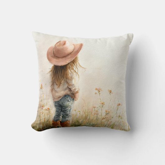 Cowgirl Nursery Pillow – Western Farm Decor クッション (正面)
