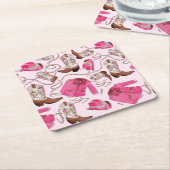 cowgirl pattern style スクエアペーパーコースター (アングル)