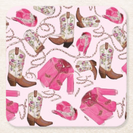 cowgirl pattern style スクエアペーパーコースター