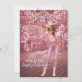 Cowgirl Pink Country Ranch Bar Birthday Party 招待状 (正面)