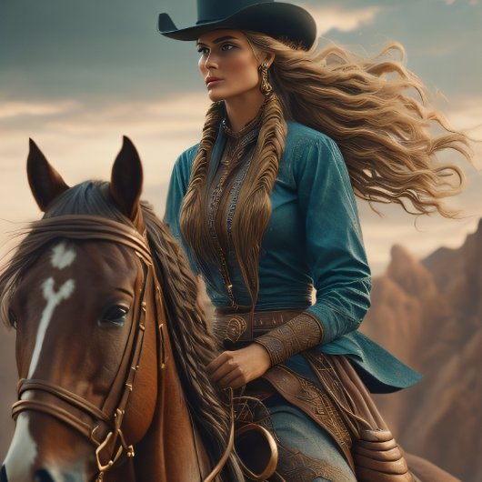 Cowgirl riding into the sunset, Cowboy hat v3 薄葉紙