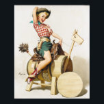 Cowgirl Riding Pin Up ポスター<br><div class="desc">Vintage pin up. Very high resolution image direct from the original canvas oil painting.</div>