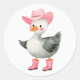 Cowgirl Silly Goose Pastel Pink Cute Western  ラウンドシール