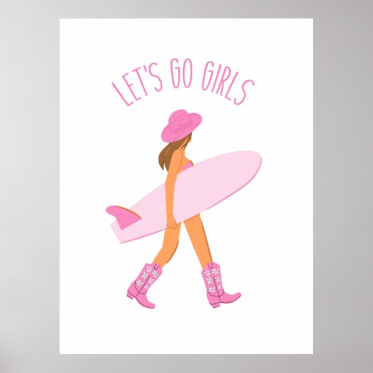 Cowgirl Surfer Print ポスター (正面)