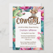 Cowgirl theme baby shower cactus girl 招待状 (正面)