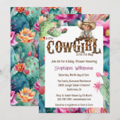Cowgirl theme baby shower cactus girl 招待状 (正面/裏面)