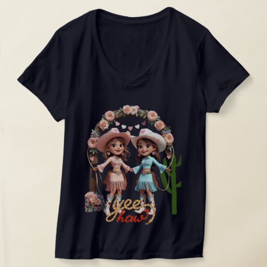 Cowgirl Wedding Celebration – Western Aesthetic fo Tシャツ (レイダウン)