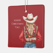 Cowgirl Western Blond Hair Christmas セラミックオーナメント (左)