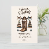 Cowgirl Western Bow Christmas シーズンカード (スタンド正面)