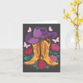 Cowgirl Western Cowboy Hat Boots With Roses Countr カード (黄色い花)
