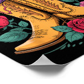 Cowgirl Western Cowboy Hat Boots With Roses Countr ポスター (角)