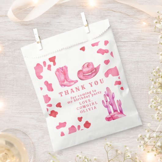 Cowgirl Western First Rodeo Birthday Thank You フェイバーバッグ (クリップ留めされた状態)