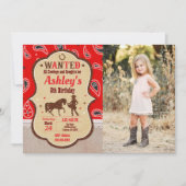 Cowgirl Western Party Birthday Photo Invitation 招待状 (正面)