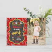 Cowgirl Western Party Wanted Birthday Photo 招待状 (スタンド正面)