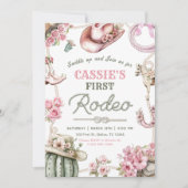 Cowgirl Wild West 1st Rodeo Ranch Birthday Party 招待状 (正面)