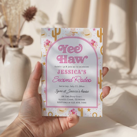 Cowgirl Wild West 2nd Rodeo Ranch Birthday 招待状