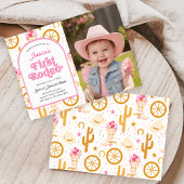 Cowgirl Wild West First Rodeo Photo 1st Birthday 招待状