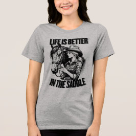 Cowgirl With Horse トライブレンドTシャツ