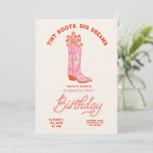 Cowgirls Birthday Invitation Tiny Boots Big Dreams 招待状 (スタンド正面)