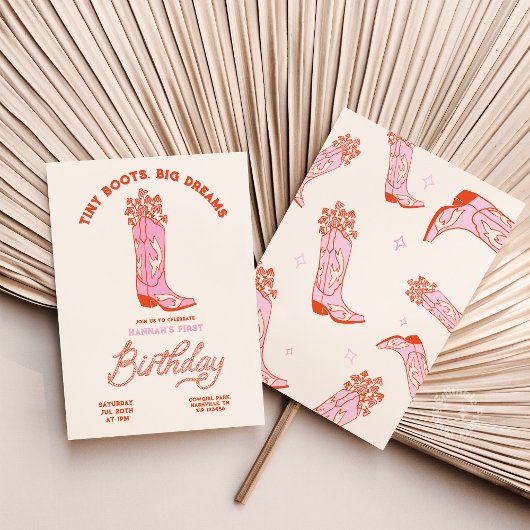 Cowgirls Birthday Invitation Tiny Boots Big Dreams 招待状