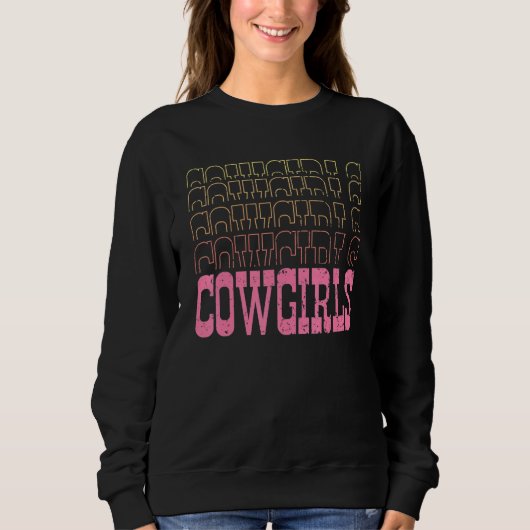 Cowgirls Pink Western Cowgirls Rodeo スウェットシャツ (正面)