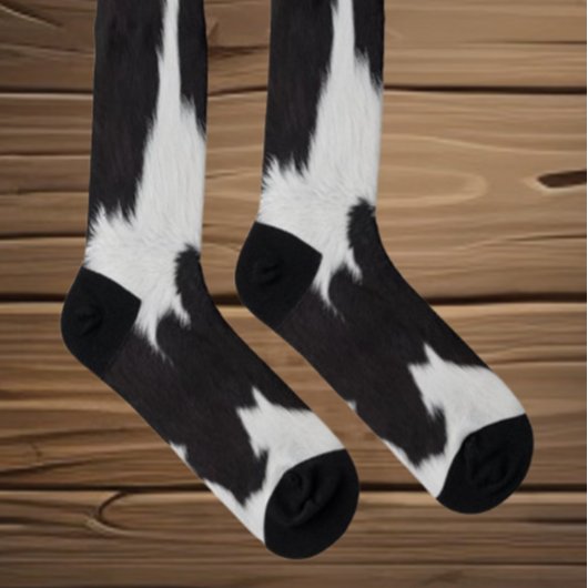 Cowhide Black White  Socks ソックス