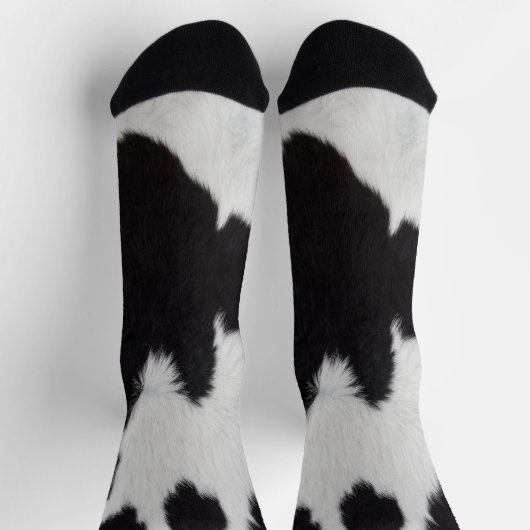 Cowhide Black White  Socks ソックス (上部)
