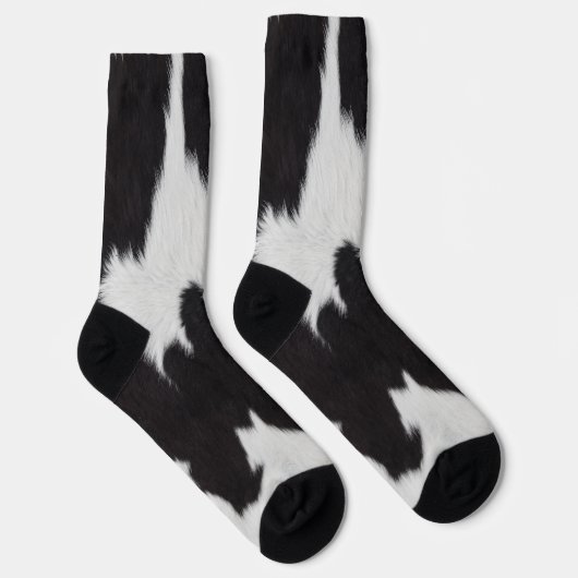 Cowhide Black White  Socks ソックス (右)