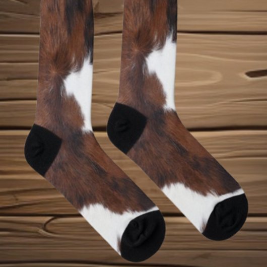 Cowhide Brown White  ソックス