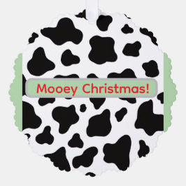 Cowhide with "Mooey Chriastmas" in red and red  オーナメントカード