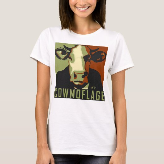 Cowmoflage Fun Pop Art Inspired Cow Tshirt Tシャツ (正面)