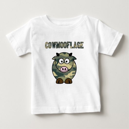 cowmooflageの漫画牛しゃれのカムフラージュのワイシャツ ベビーTシャツ (正面)