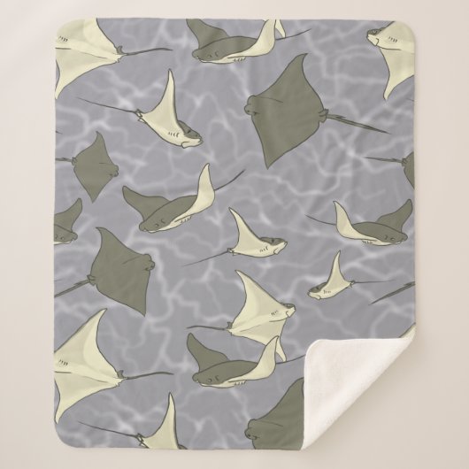Cownoseのアカエイの海パターン シェルパブランケット (正面)
