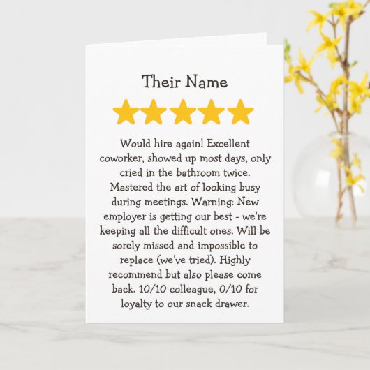 Coworker leaving 5 star review カード (黄色い花)
