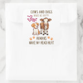 COWS AND DOGS MAKE ME HAPPY MAKE MY HEAD HURT スクエアシール (バッグ)