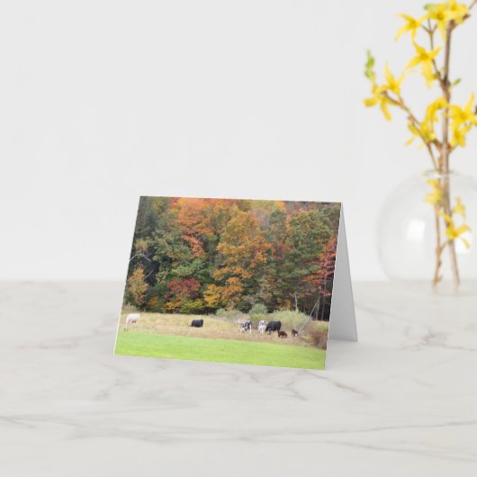 Cows In Field Autumn Foliage Photography Note カード (黄色い花)